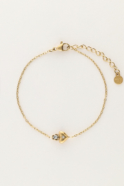 My jewellery armband hart & bloemetje strass goud