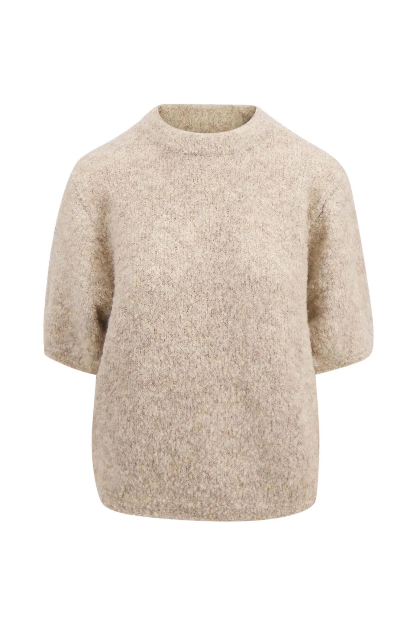 zusss boucle trui met ronde hals beige