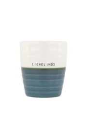 Zusss koffiemok lievelings blauw/wit