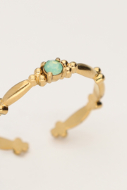 My jewellery Minimalistische vintage ring met mint groen strass verstelbaar
