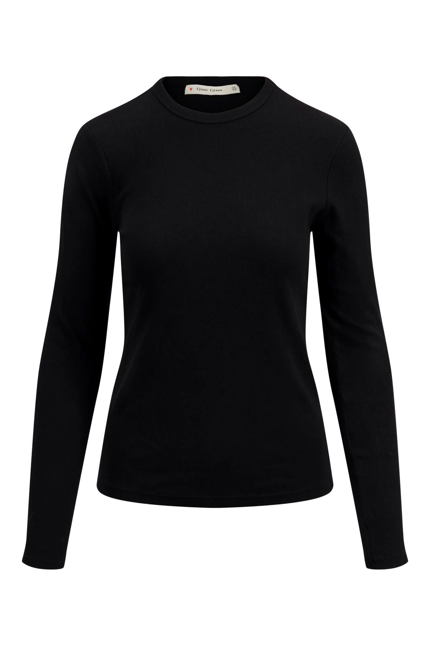 zusss basic rib ronde hals top met stretch zwart
