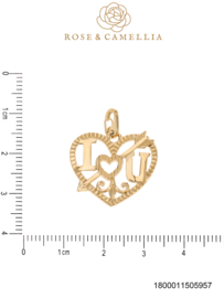 rose en camellia bedel hart met I love you