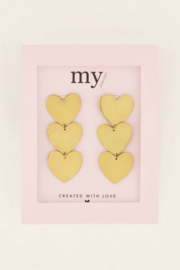 My Jewellery oorbellen | statement oorhangers drie hartjes goud mj07366