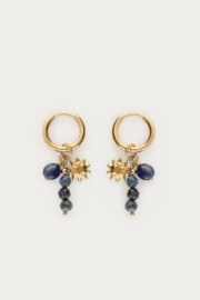 My Jewellery Oorringen met donkerblauwe kralen en zon