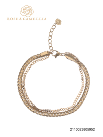 rose en camellia armband  dubbel met platte schakel
