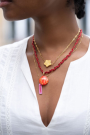My Jewellery ketting | art schakelketting met bloem goud