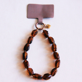 bazou telefoonkoord nugget kralen bruin