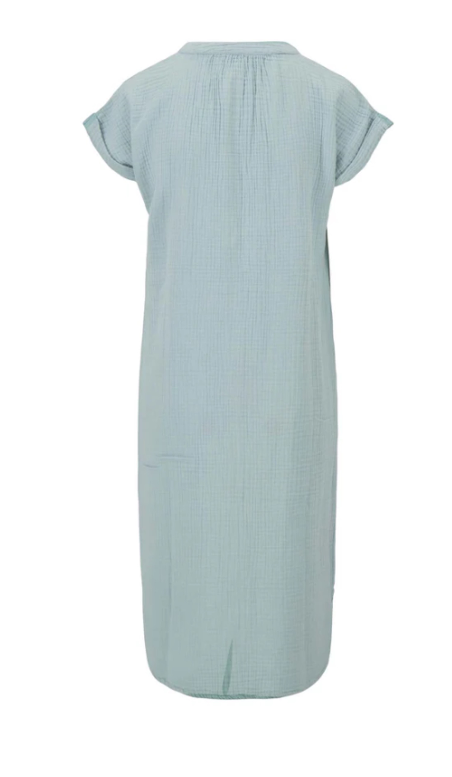 zusss doorknoop jurk mousseline vergrijsd blauw