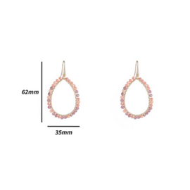 Go Dutch Label oorbellen Beads Open Drop - 14K + pink flower