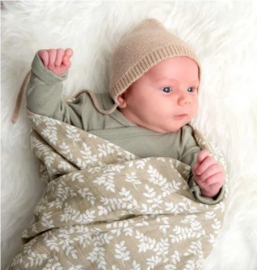 A Little Lovely Company swaddle | leaves taupe