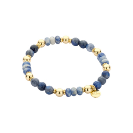 biba armband metaal en natuurstenen kralen blauw