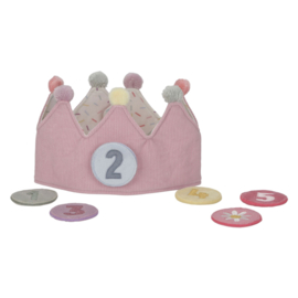 little dutch verjaardagskroon van stof met cijfers roze