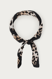 My Jewellery Zwarte satijnen look sjaal met panterprint
