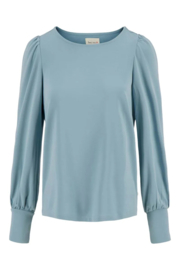 zusss sweater met boothals grijsblauw