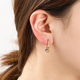 Go Dutch Label oorbellen Ball + Bead Hoop - 14K + black