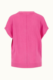 Zusss fijnbrei top met v-hals fel roze