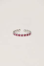 My jewellery verstelbare ring Vintage met roze & rode bloemetjes mini zilver