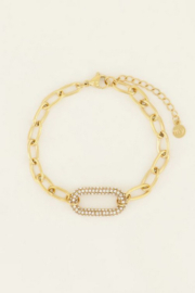 My Jewellery armband | schakelarmband met strass bedel goud*