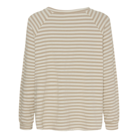 Marta Du Chateau sweater gestreept beige/wit