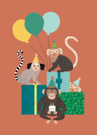 Petit Monkey wenskaart | monkey bunch