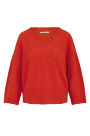 zusss trui korte mouw met V hals oranje