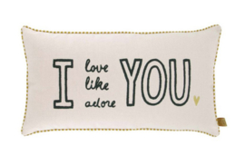 Zusss kussen love like adore 60x30cm ecru/antracietgrijs