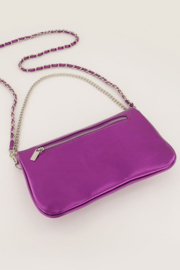 my jewellery tasje | Paarse schoudertas met zilverkleurige rits