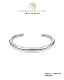 rose en camellia armband bangle maat M zilver