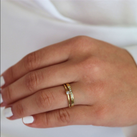 Camps & Camps ring | Double Ring With Silver Stone