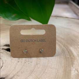 Go Dutch Label oorbellen | knopjes druppel gekleurde steentjes goud.