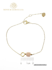 rose en camellia armband cirkel roze steen