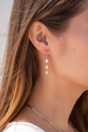 My jewellery Doortrek oorhangers met 3 parels goud