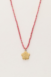 My jewellery Sunrocks roze koord ketting met bloem goud