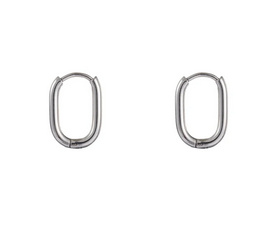 Go Dutch Label oorbellen | oval hoop 15mm zilver