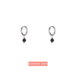 Go Dutch Label oorbellen one bead hoop - rh + black