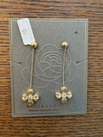 rose en camellia oorbellen hanger bloem met steentje