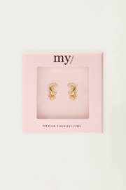 My jewellery oorbellen studs maan ster klein goud