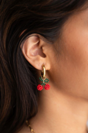 My Jewellery oorbellen | rode kralen cherry goud