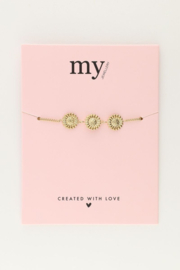 My Jewellery armband | drie zonnebloemen goud