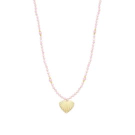 biba ketting crystal lichtroze met bedel hartje