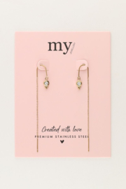 My jewellery Doortrek oorhangers met kristal goud