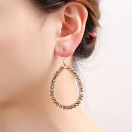 Go Dutch Label oorbellen Beads Open Drop - 14K + cinnamon