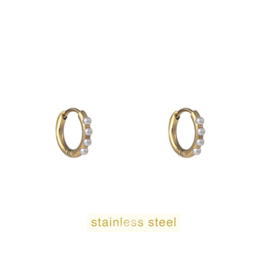 Go Dutch Label oorbellen Pearl Hoop - 10 mm goud