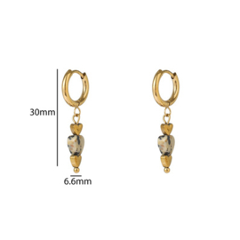 Go Dutch Label oorbellen Heart Stone Hoop goud