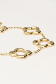 My jewellery armband met vijf klavers goud