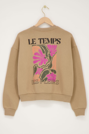 My Jewellery beige sweater met multikleur ''Le temps''