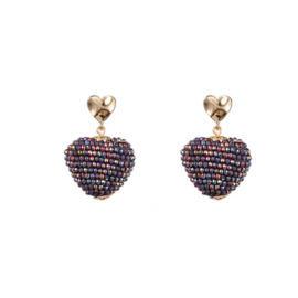Go Dutch Label oorbellen | full-on beads heart lavender goud