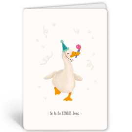 Wenskaart Enfant terrible er is er eendje jarig