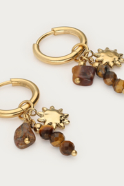 My Jewellery Oorringen met bruine kralen en zon