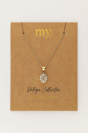 My Jewellery Vintage ketting met transparante strass goud